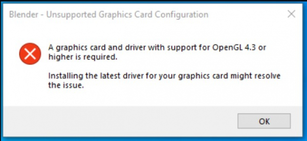 Что делать с ошибкой OpenGL 4.3 в Blender?